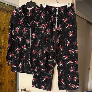 Victoria's Secret Black Pajama Set with Festive Accents